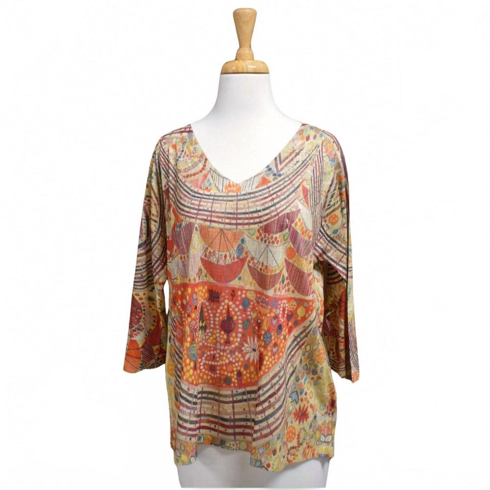 NEW INOAH women's henna v-neck top in beige
